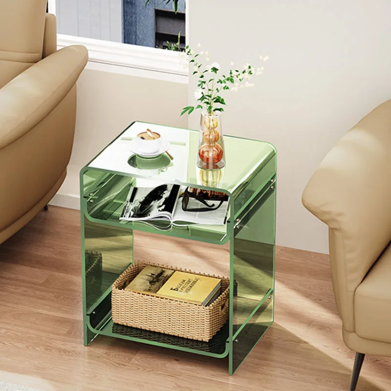 Acrylic Bedside Table Small Children Storage Cabinet Creative Simple Sofa Edge Extremely Narrow and Transparent Home Furniture