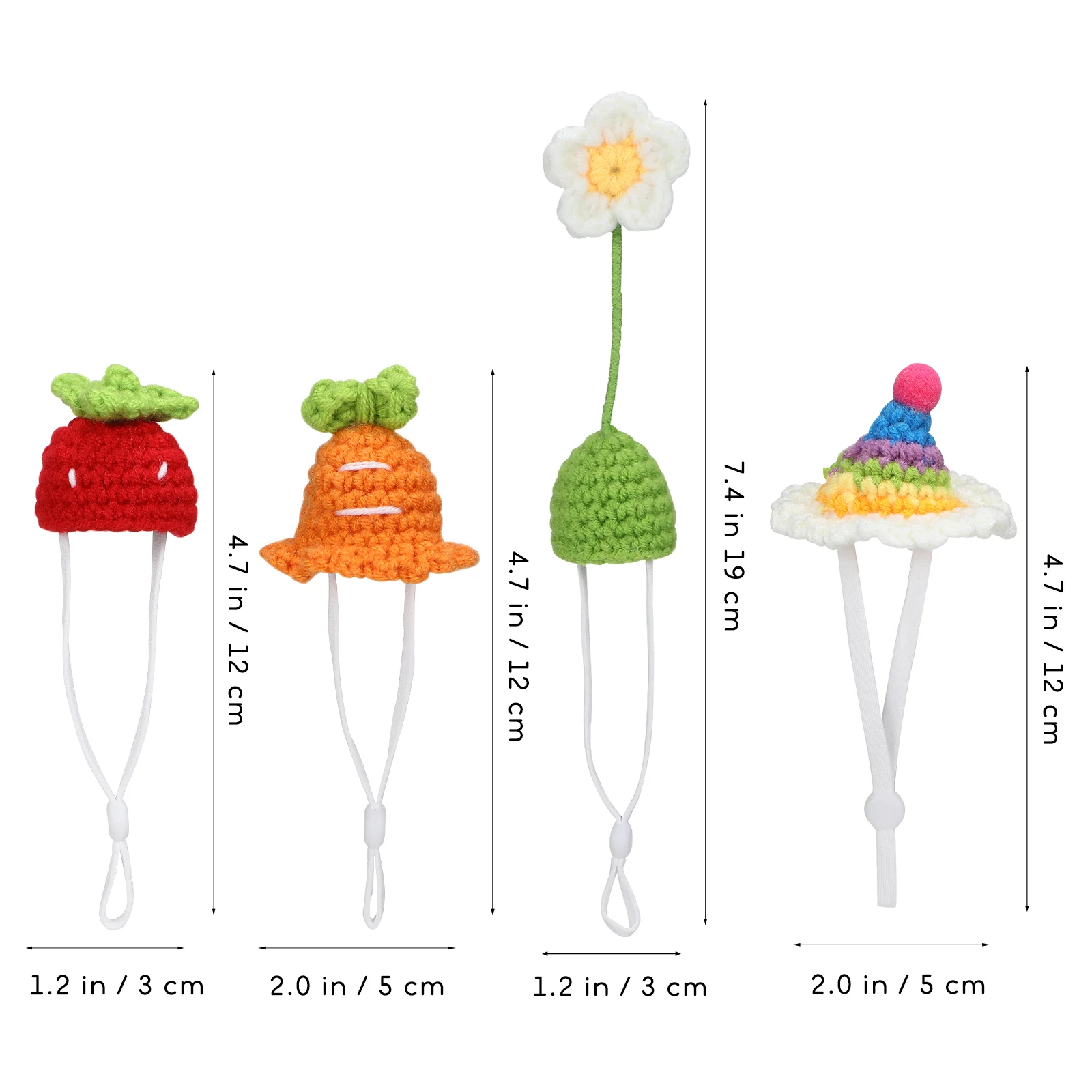 

Mini Crochet Hats Knitted Acrylic Small Animals Cute Pet Hamster Hat Adjustable Rope Cats Dogs Strawberries Flowers Pets Party