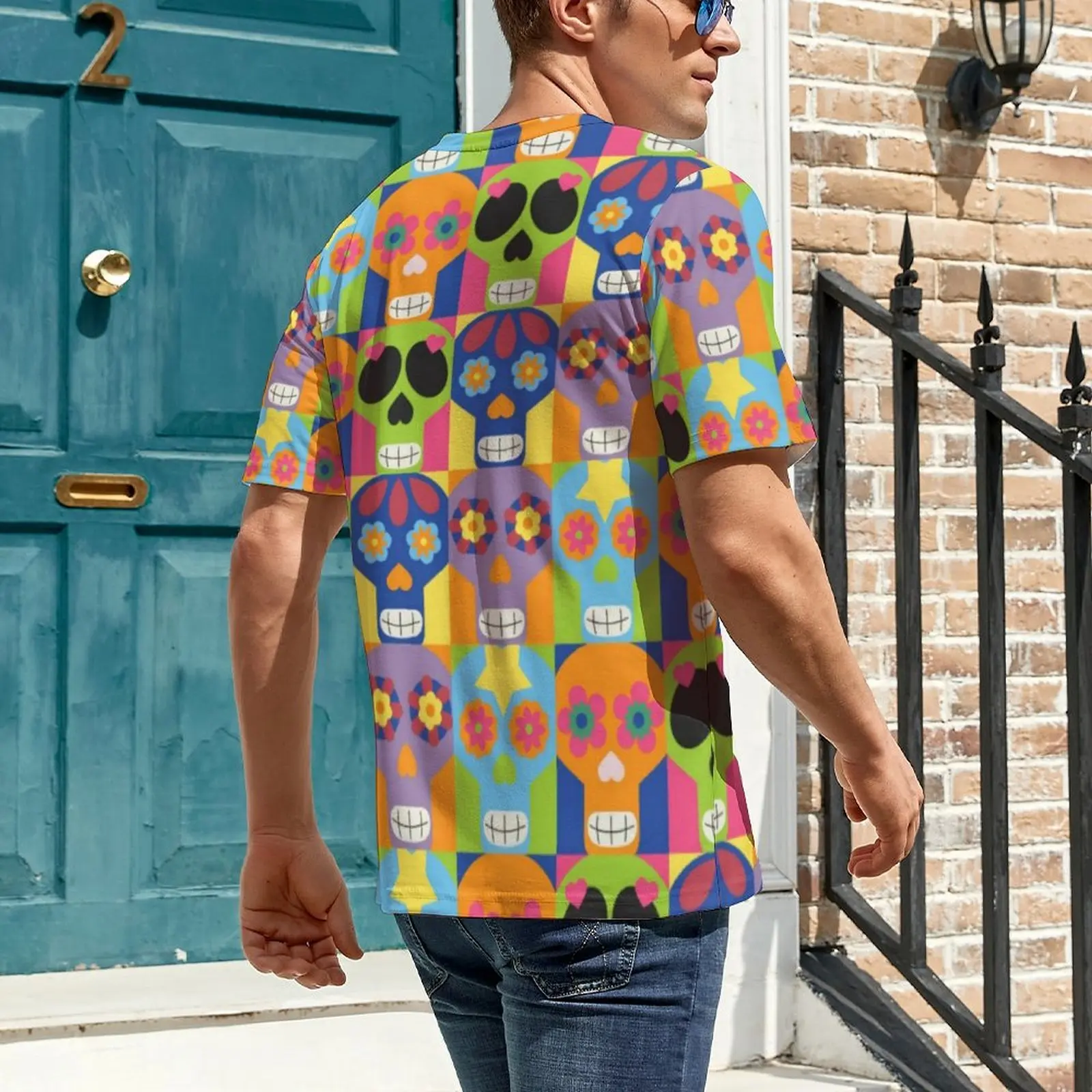 Man Cute Sugar Skull T Shirt Halloween Party Cool T-Shirts Short-Sleeved Design Tshirt Hot Summer Classic Oversized Top Tees