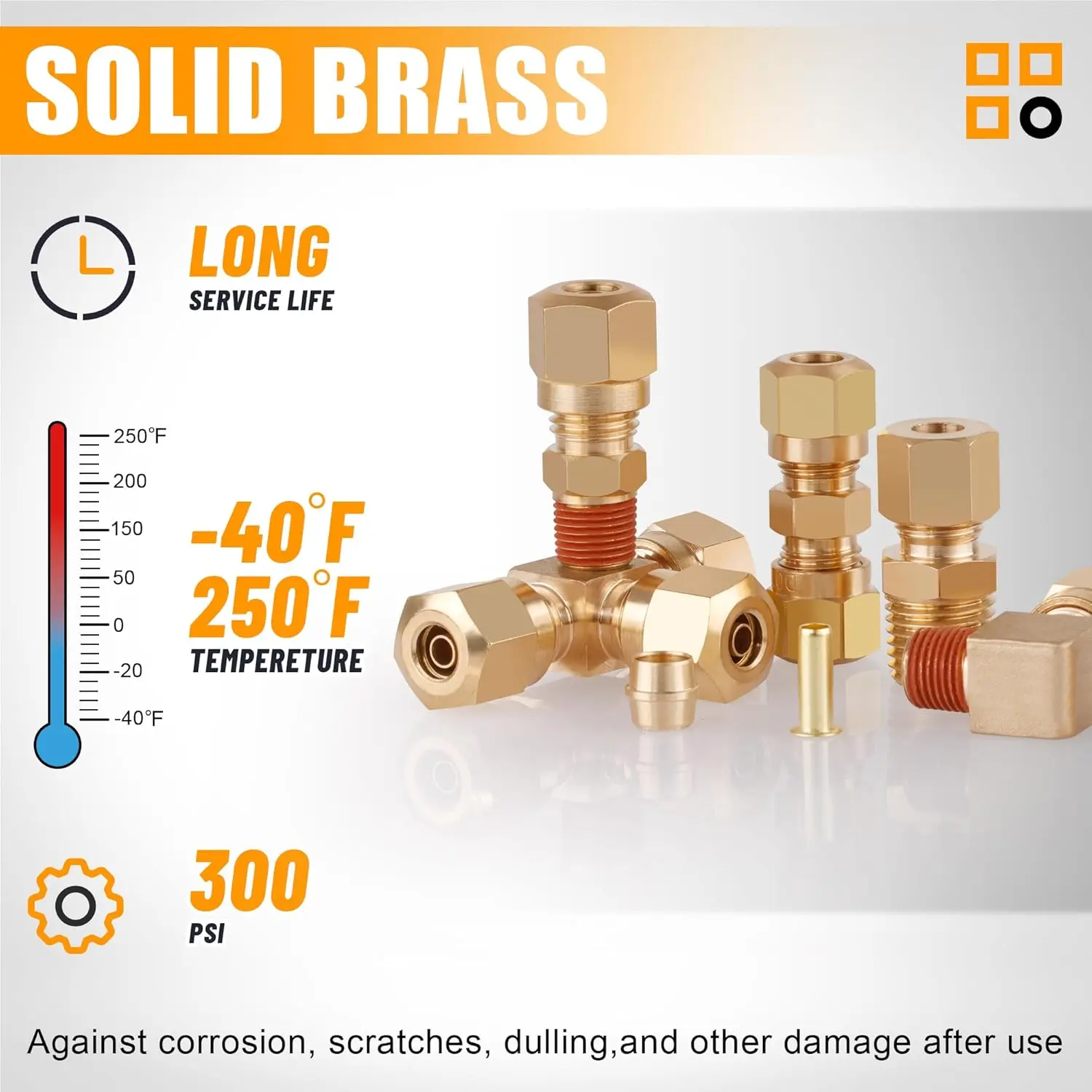 137Pcs Brass DOT Air Brake Line Fittings Kit, 1/4' 1/8' 3/8' 1/2' Compression for Truck & Industrial Air Systems