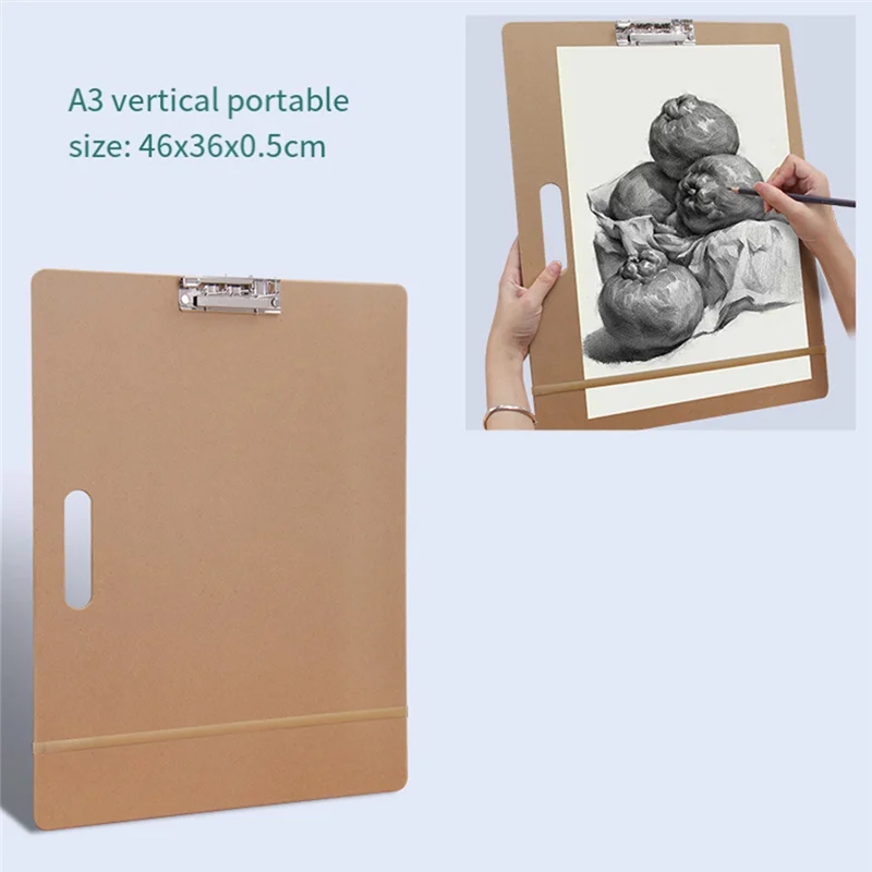 

AC23-A3 Drawing Board, 46X36cm Portable Art Clipboard With Sturdy Clip And Rubber Bands For Classroom, Drafting, Studio