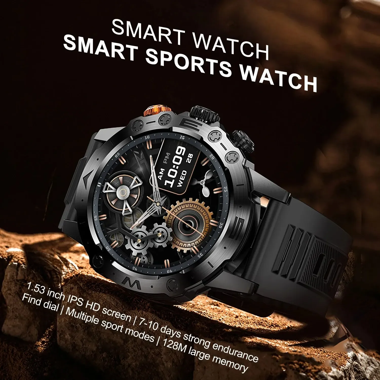 2024 New Men's Military Outdoor Smartwatch - Bluetooth Call. Fitness Tracker. Health Monitor. Long Battery Life for Sports.