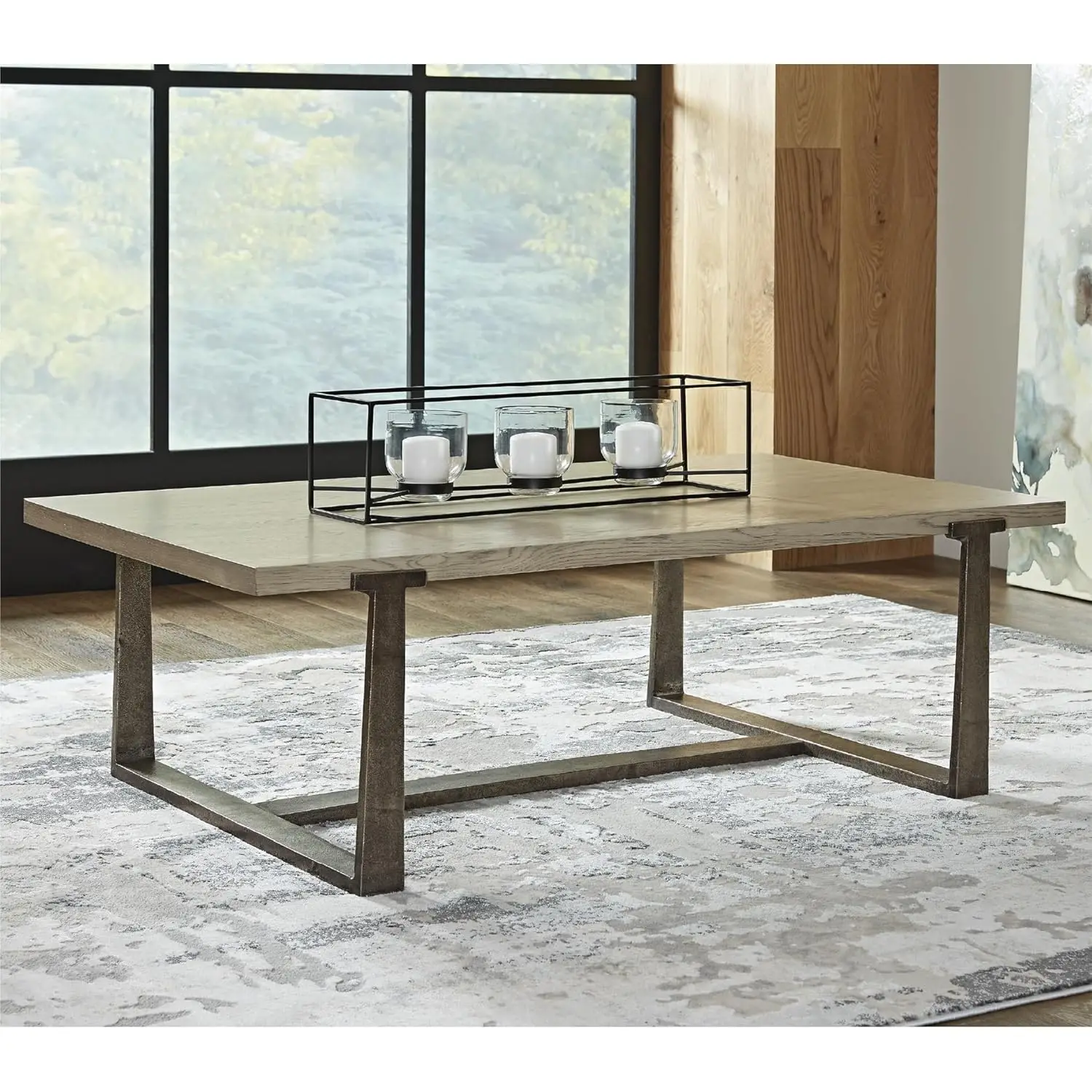 طاولة قهوة مستطيلة معاصرة، لمسة نهائية باللون الرمادي والطراز #2