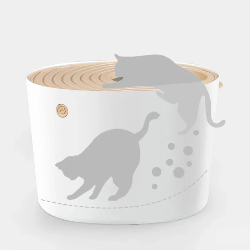 Durable dwelling cat litter box semi-enclosed anti-take out cat's toilet snail house design plastic pets products