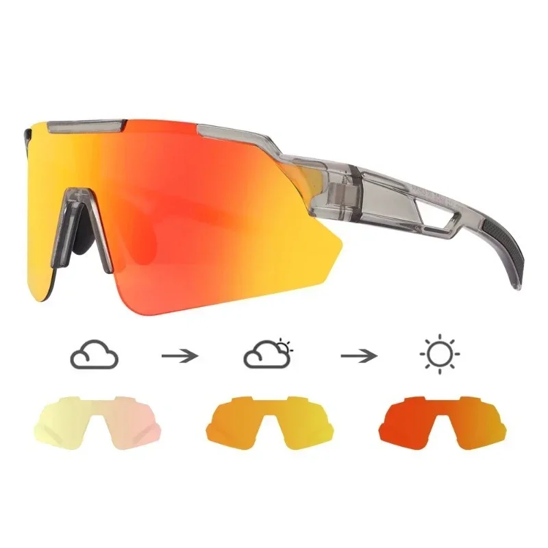 PC photochromic half-frame sports glasses men's and women's outdoor sports sunglasses cycling