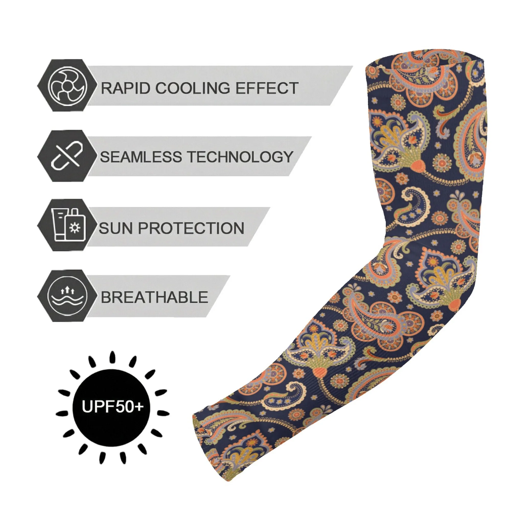 

Retro Cashew Flower Arm Sleeves Unisex Outdoor Cycling Gardening UV Protection Cover Soft Breathable Non-slip Elbow Pads Sleeves
