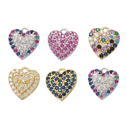 ZHUKOU 12x13.5mm Brass Heart Crystal Pendant for Women Necklace Earring Bracelet Jewelry Accessories making findings model:VD592