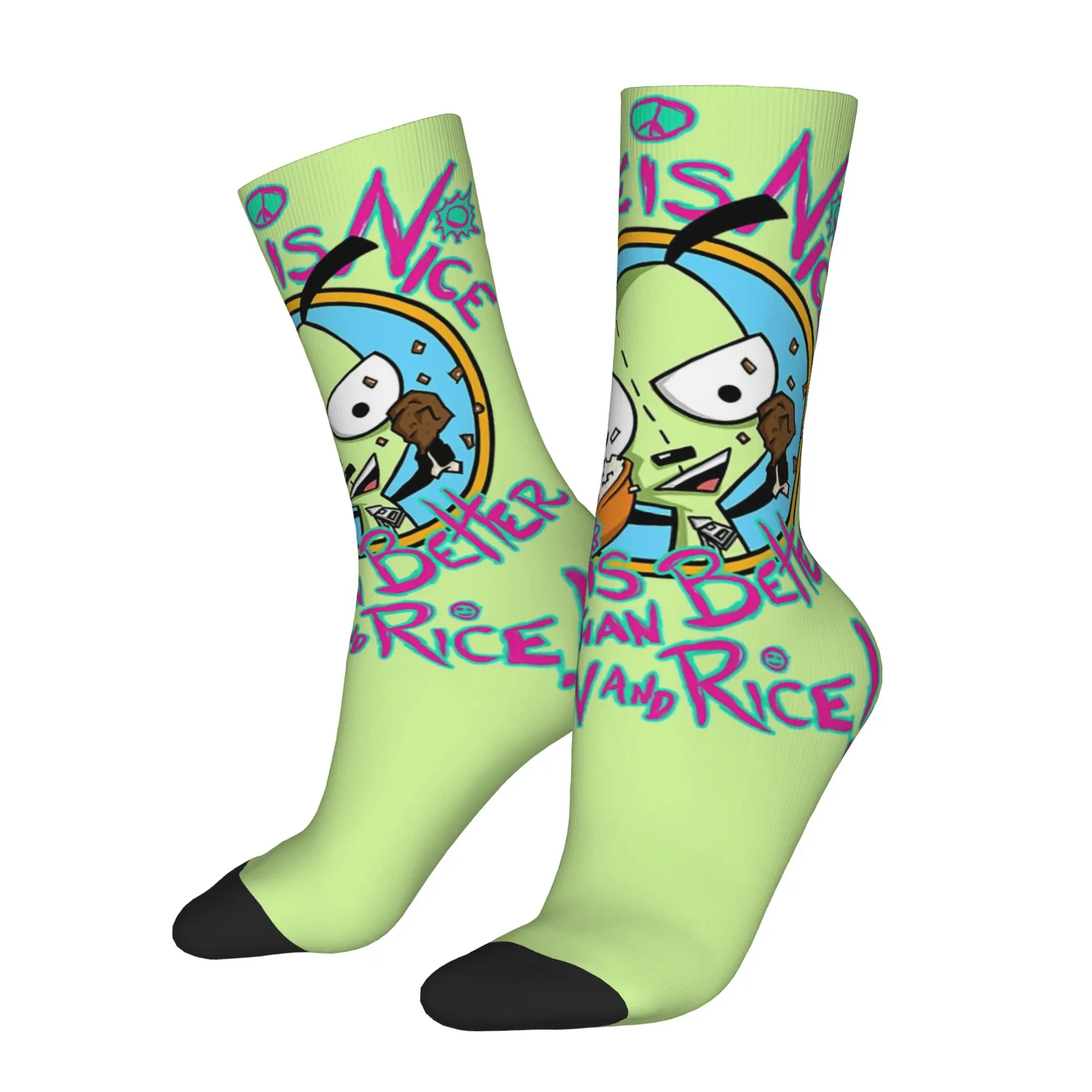 Autumn Winter Crazy Design Unisex Invader Zim Socks Peace is Nice Non-slip Football Socks