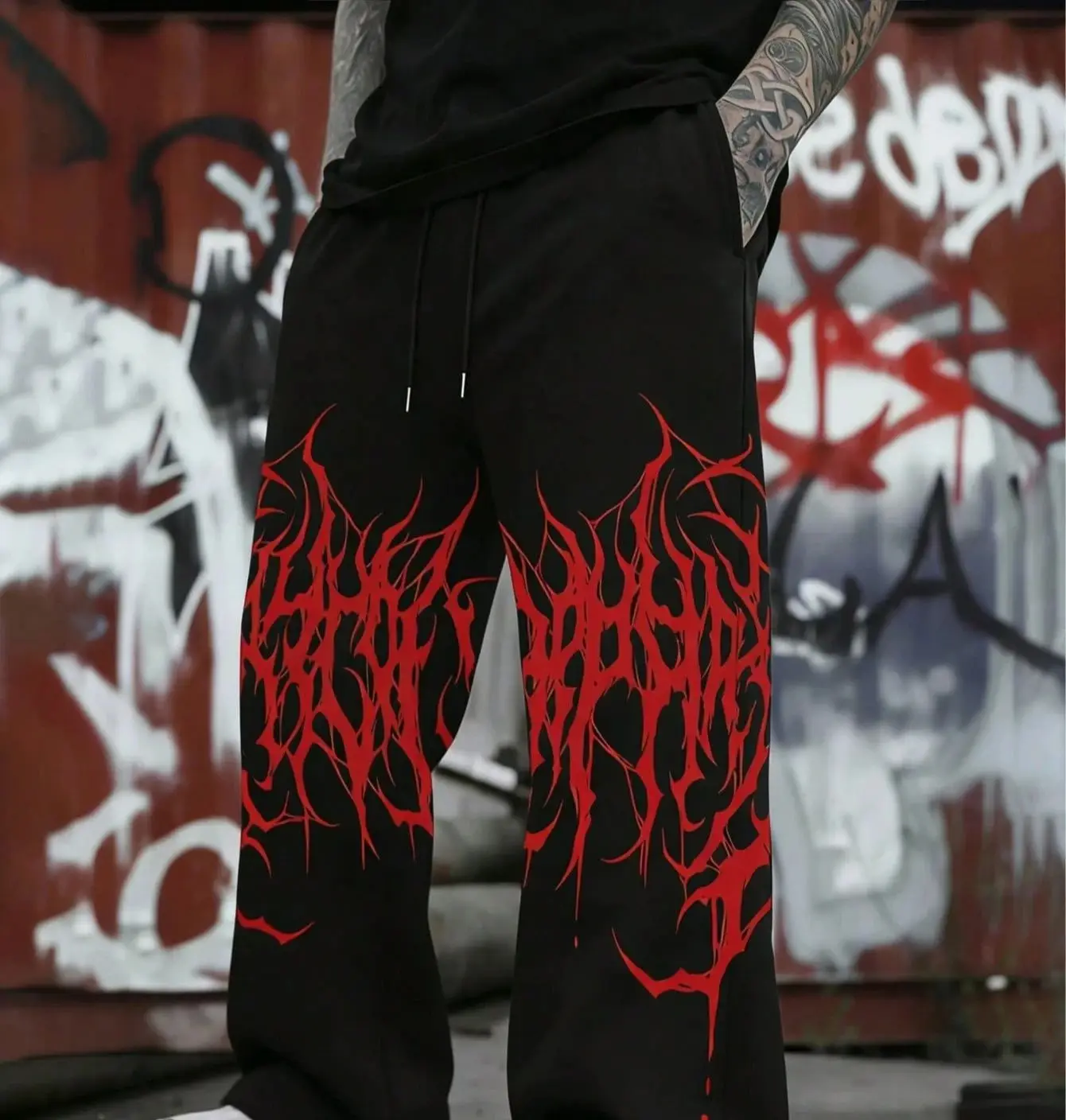 Summer Fashion New Style Gothic Retro Dark Pattern 3D Print Loose Straight-leg Pants