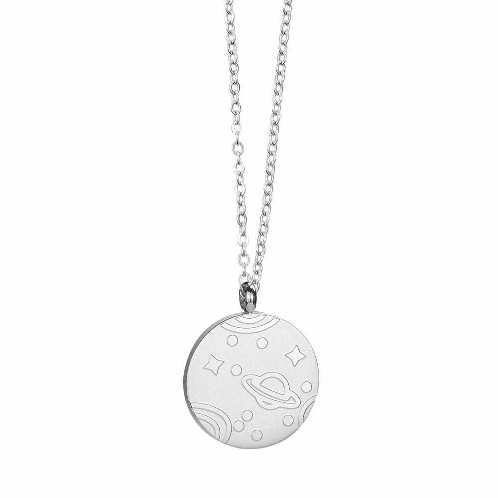 Stainless Steel Coin World Map Travel Pendant Necklace Jewelry Gift For Him with Chain