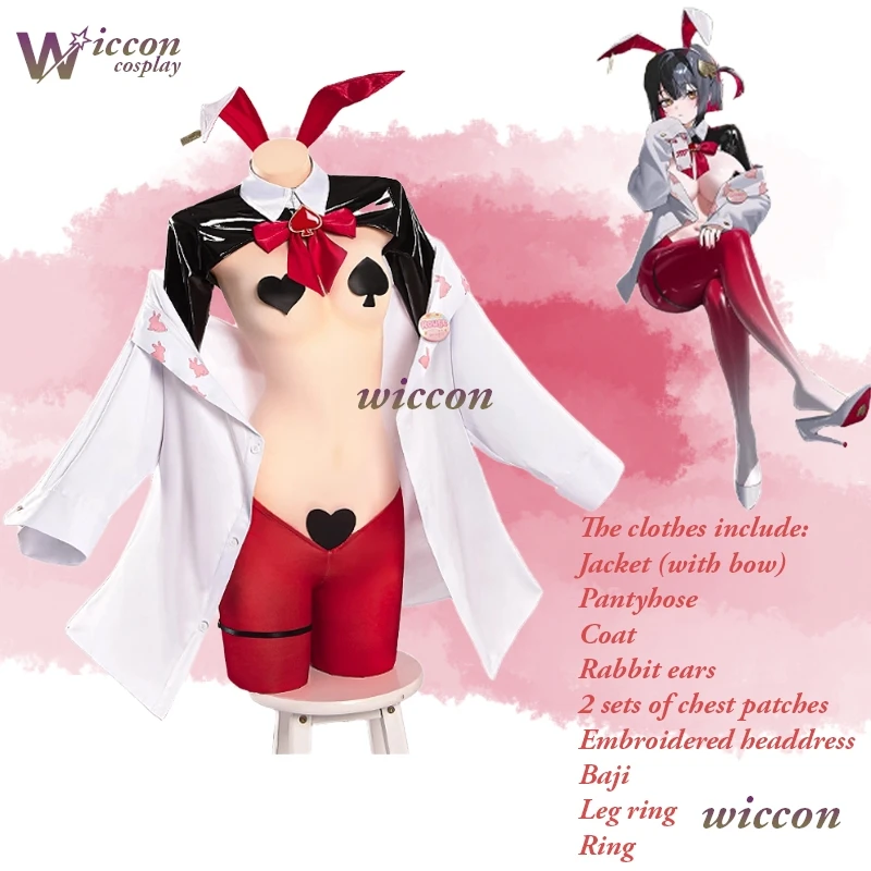 

Anime NIKKE The Goddess Of Victory Cosplay Rouge Cosplay Lingeries Sexy Bunny Girl Jumpsuit Rouge Wig Women Halloween Roleplay