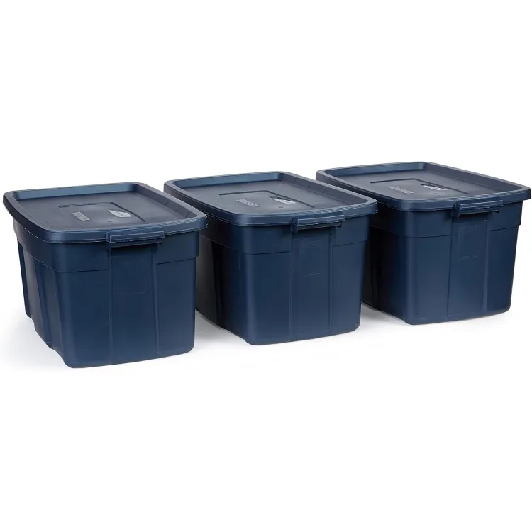 

Roughneck Storage Totes 31 Gal, Large Durable Stackable Containers, Great for Clothing, Seasonal Décor, Sports Equipment,