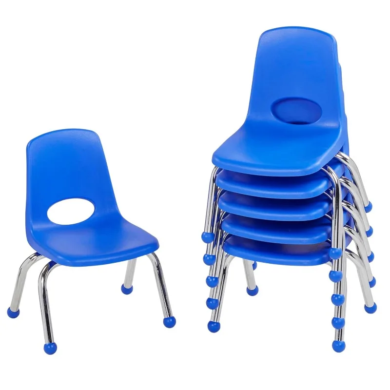 School Stack Chair, Stacking Student Seat with Chromed Steel Legs and Ball Glides; for In-Home Learning or Classroom .