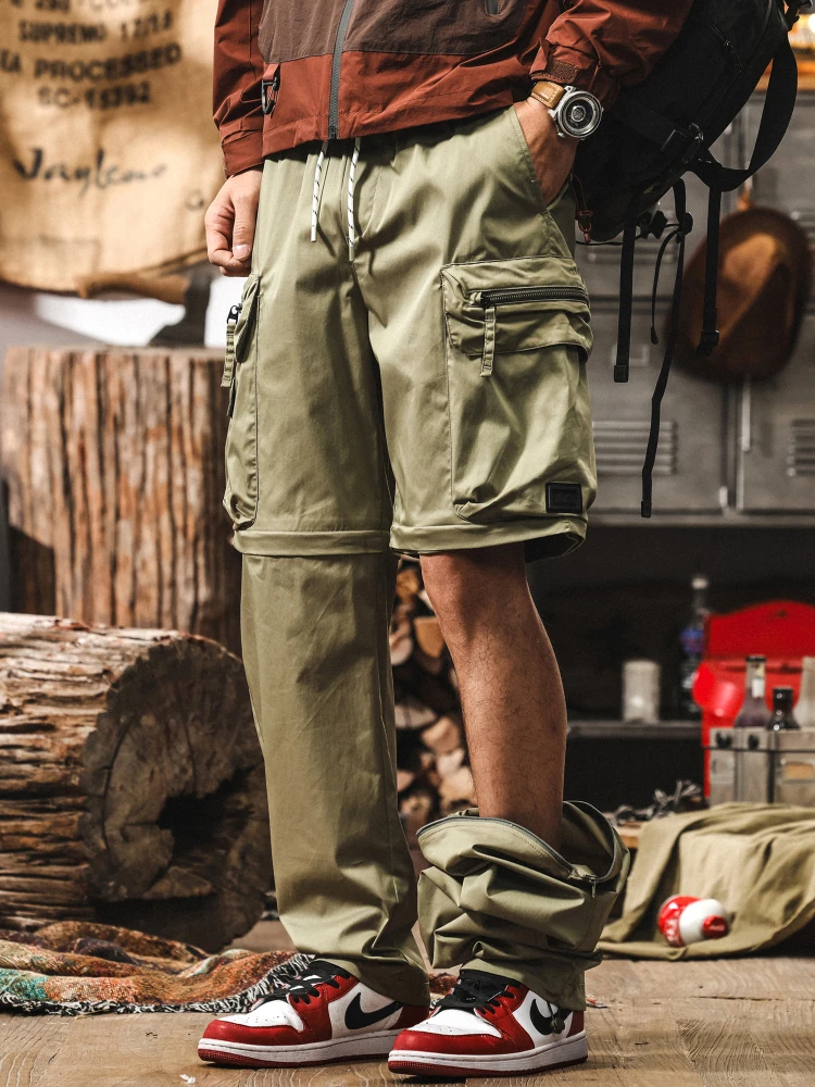 

Detachable Ice Silk Cool Feeling Workwear Pants Men's Thin Loose Outdoor Functional American Casual Long Trousers