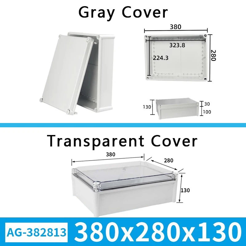 

Пластиковая водонепроницаемая распределительная коробка AG, с размером 380*280*130 мм, водонепроницаемый рейтинг IP67