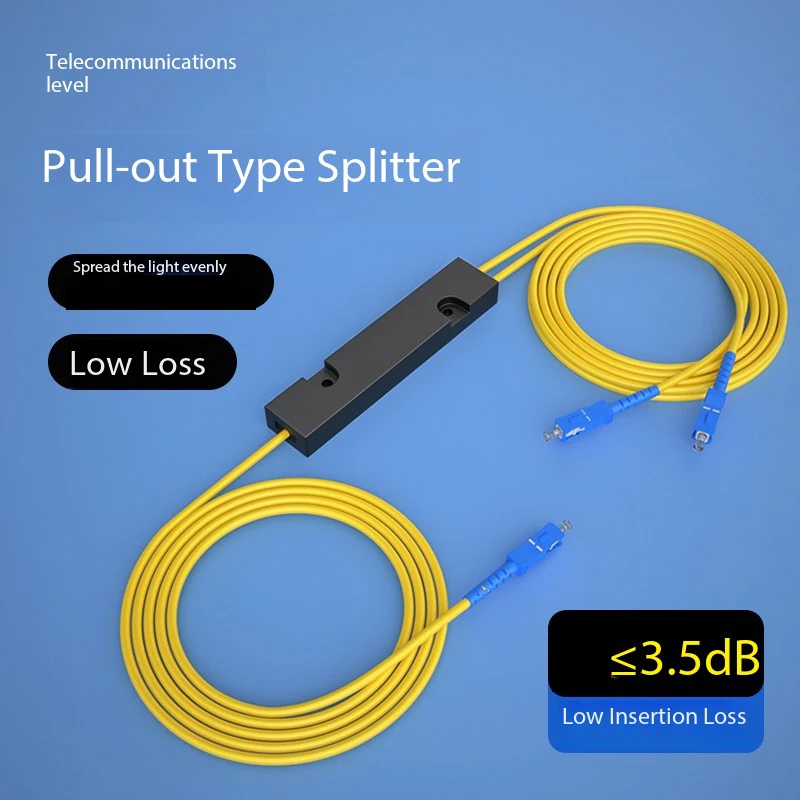 1x2 PLC Splitter, SC/UPC SC/UPC, Single Mode , 1x2 PLC FBT Coupler, Low Insertion Loss for FTTH PON Network