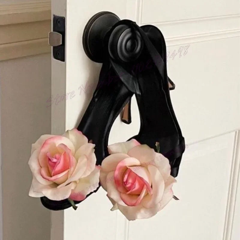 

Flower Decor Slingback Elegant Sandals Open Toe Shoes for Women Stilettos High Heels Evening Sexy Shoes 2023 Zapatos Para Mujere