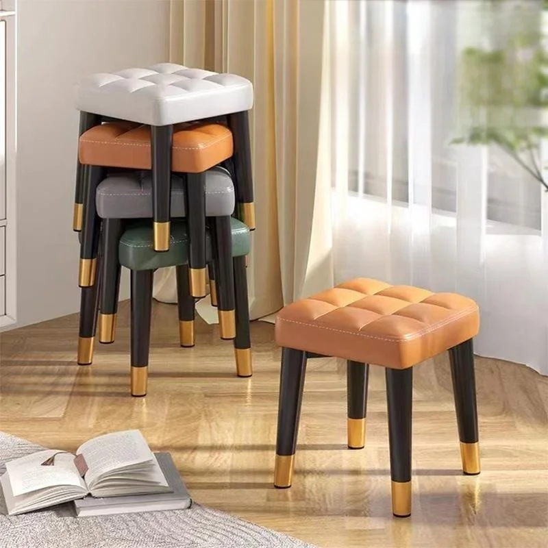 モダンなリビングルームソファベンチ屋内玄関スリッパチェアソフトパッド入りローバックメタル構造ホームデコレーションアクセサリー