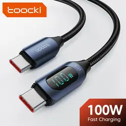 Toocki Kabel typu C do typu C 100W PD Szybkie ładowanie Ładowarka USB C do USB C Kabel do wyświetlacza Xiaomi POCO F3 Realme Macbook iPad