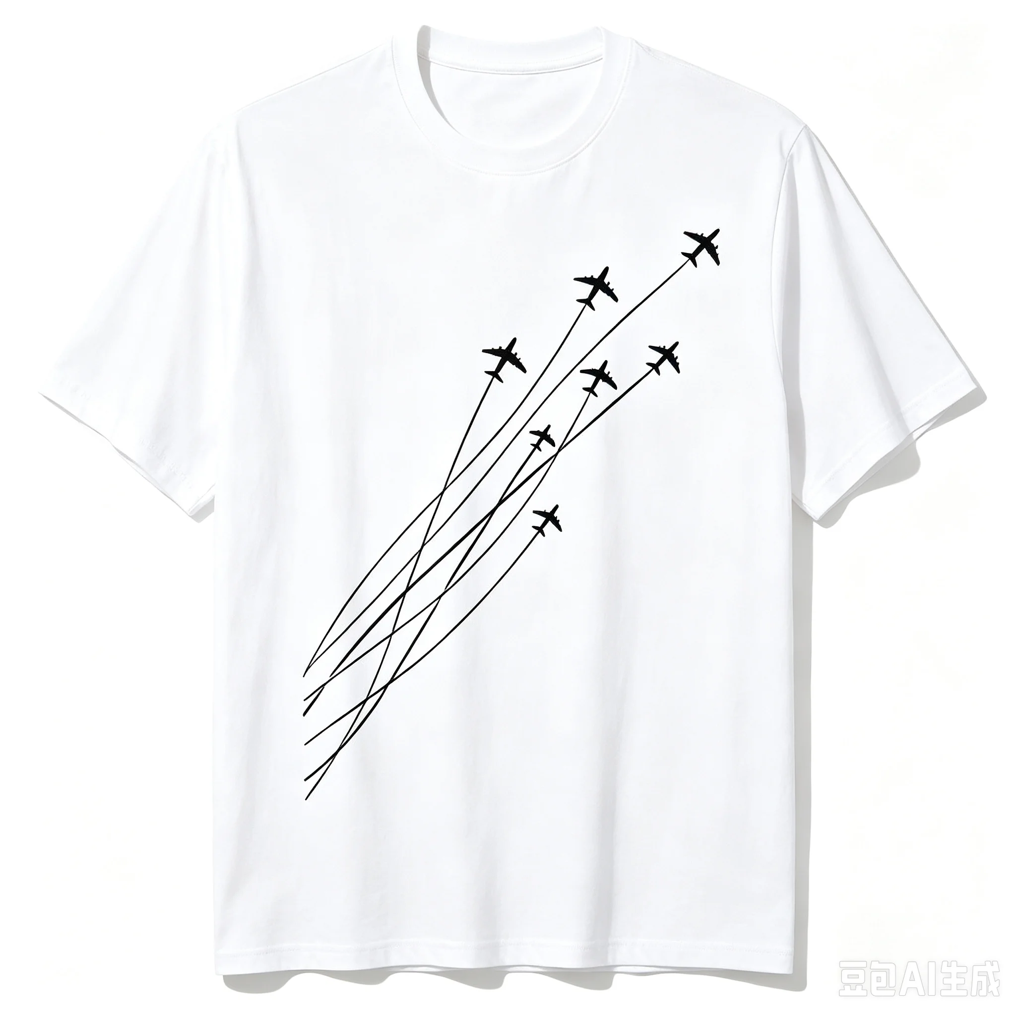 Men Airplane Flight Path Graphic T‑Shirt Aviation Lover O‑Neck Short Sleeve Loose Casual Tee