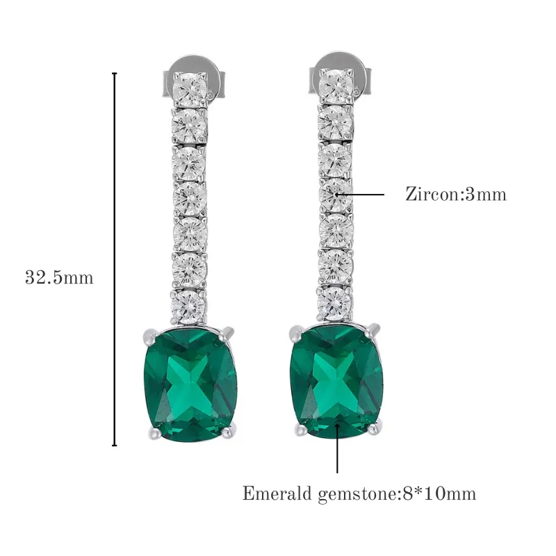 TBCYD Emerald Diamond Drop Earrings For Women 925 Sterling Silver Ruby Long Tassel Dangle Ear Stud Party Fine Jewelry Wholesale