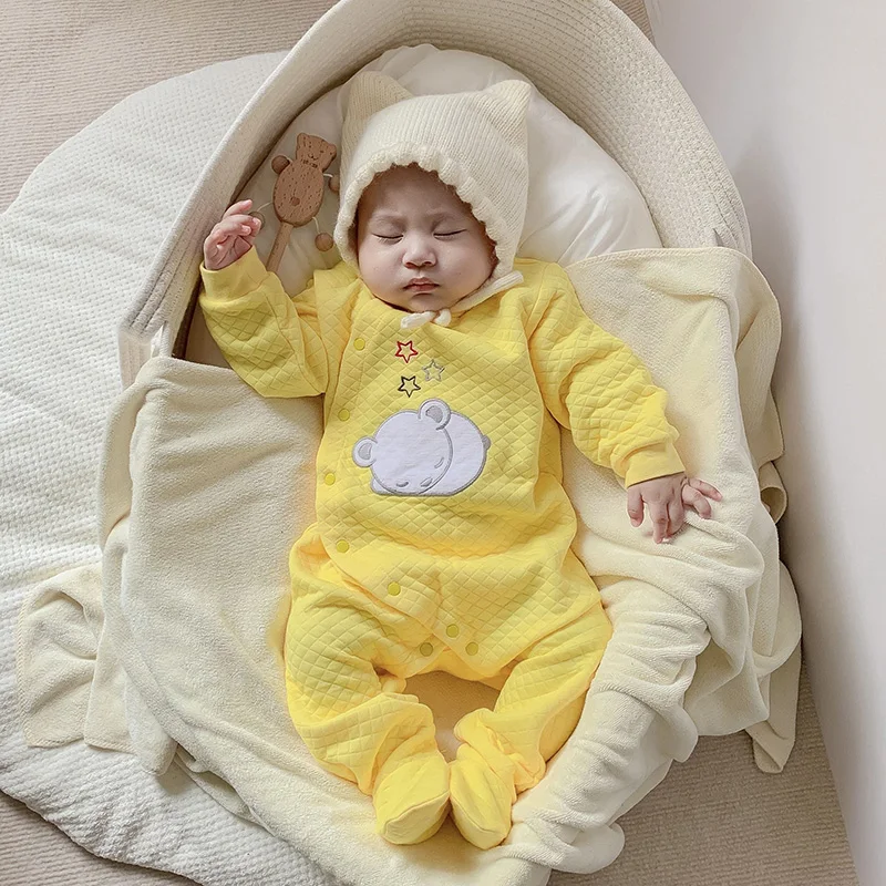 Baby cotton rompers clothes newborn long sleeve Unisex onesies pyjamas newborn baby girl boy footed overalls jumpsuit outfit