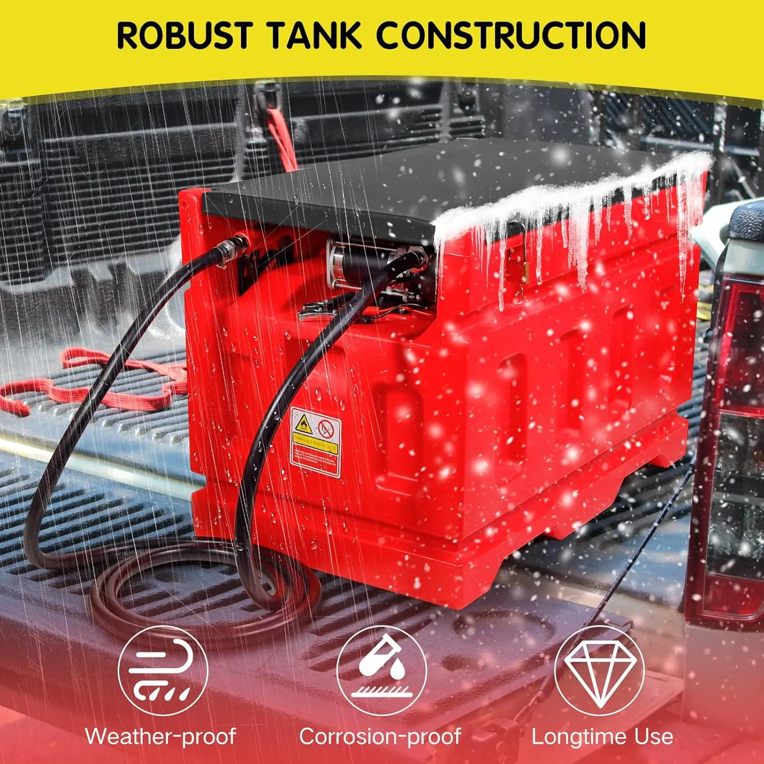 

Portable 48 Gallon Fuel Tank with Pump for Diesel, 15GPM High Flow Rate 12V DC Self-Priming Fuel Transfer Pump, 13.1f
