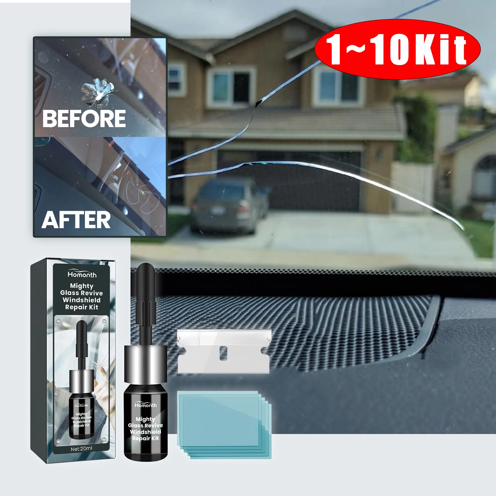 Windshield Cracked Nano Repair Fluid Multipurpose Car Windshield Glass Eyeglasses Home Window Scratch Crack No Trace Restores