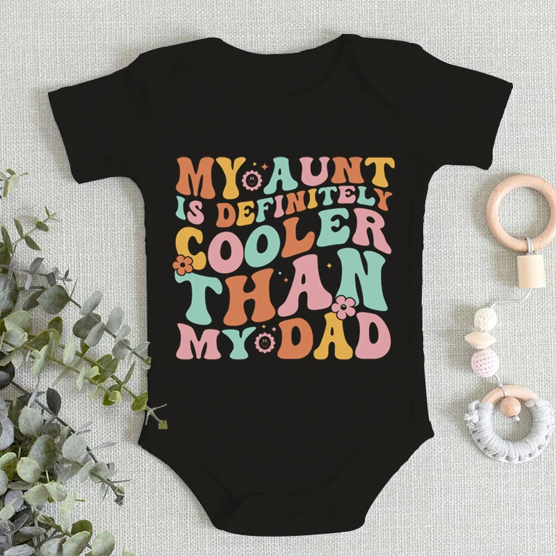 Funny Letter Print Graphics Baby Bodysuits Cotton Short Sleeve Boys Girls Fashion Outfits Aunt Lovers Short Sleeve Baby Rompers