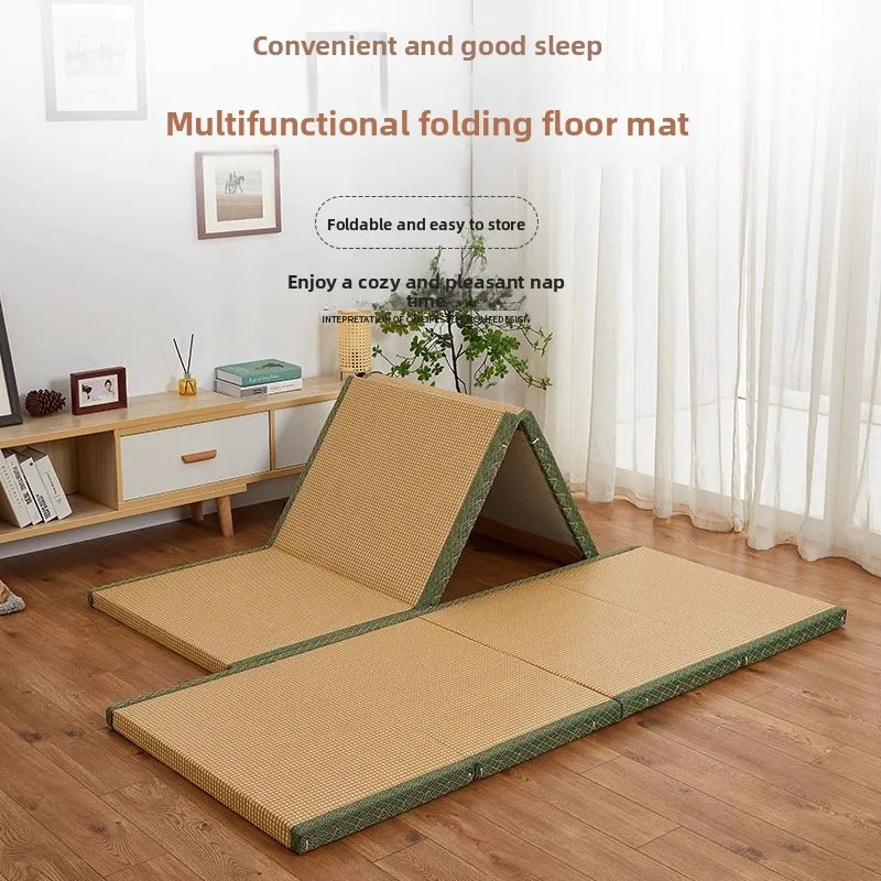Multifunctional Coconut Palm Mat Foldable Breathable Tatami Comfortable Floor Anti Slip Pad for Living Room Bedroom Balcony Use
