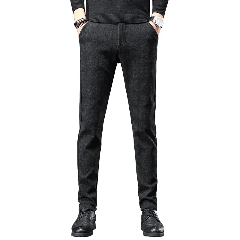 

Осенние клетчатые брюки, корейская версия, трендовые тонкие прямые свободные повседневные брюки, мужские длинные брюки, маленькие ноги, взрослый джентльмен