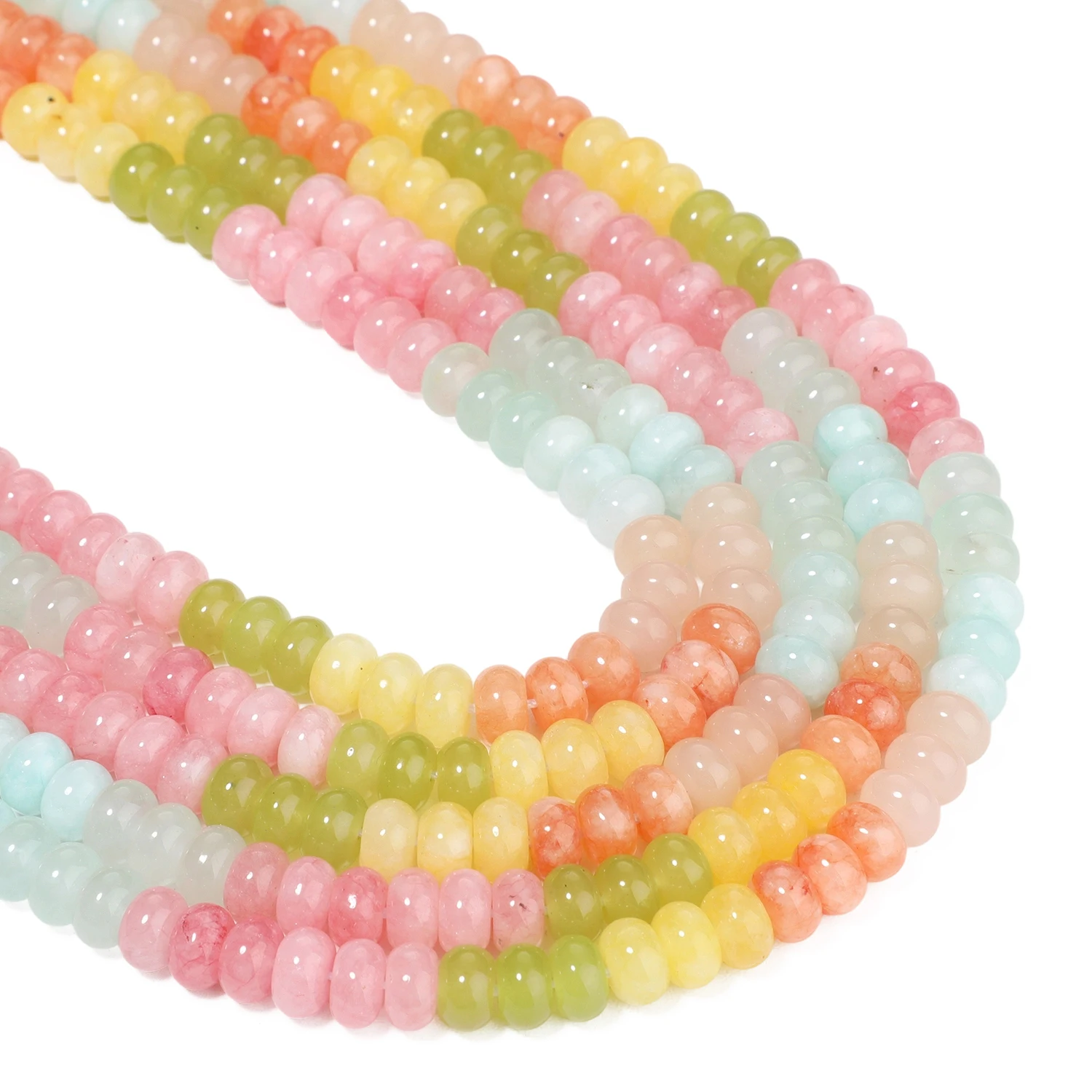 Colorful Abacus Rondelle Beads 5x8mm Flat Round Loose Stone Beads For Jwelry Making DIY Crafts Bracelets Necklace Accessories