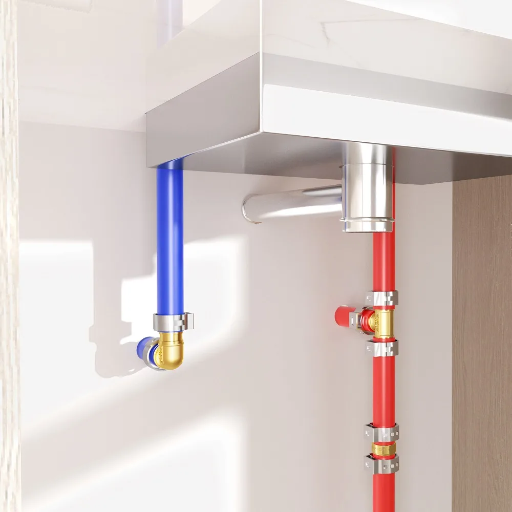 

50 шт. 1/2 "X 1/2" обжимные коленчатые латунные фитинги PEX с зажимами для системы отопления