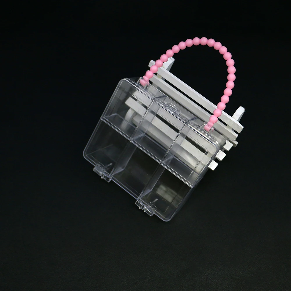 حقيبة يد على شكل صناديق تغليف المجوهرات الشفافة 6 خلايا منظم حافظة مقسمة 1 قطعة لأداة تخزين ملحقات الخرز الصغيرة