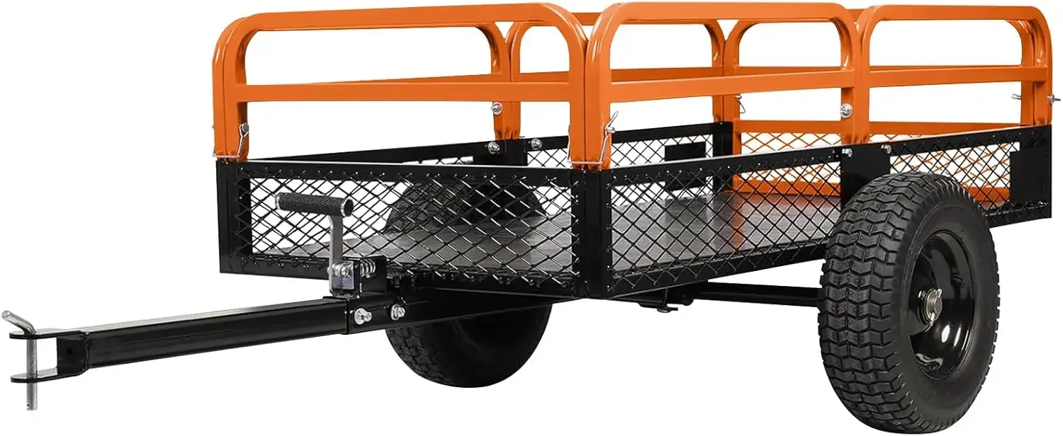 

Steel Dump Trailer Heavy Duty Utility Cart Haul Tractors Mowers Firewood Garden Farm Waste
