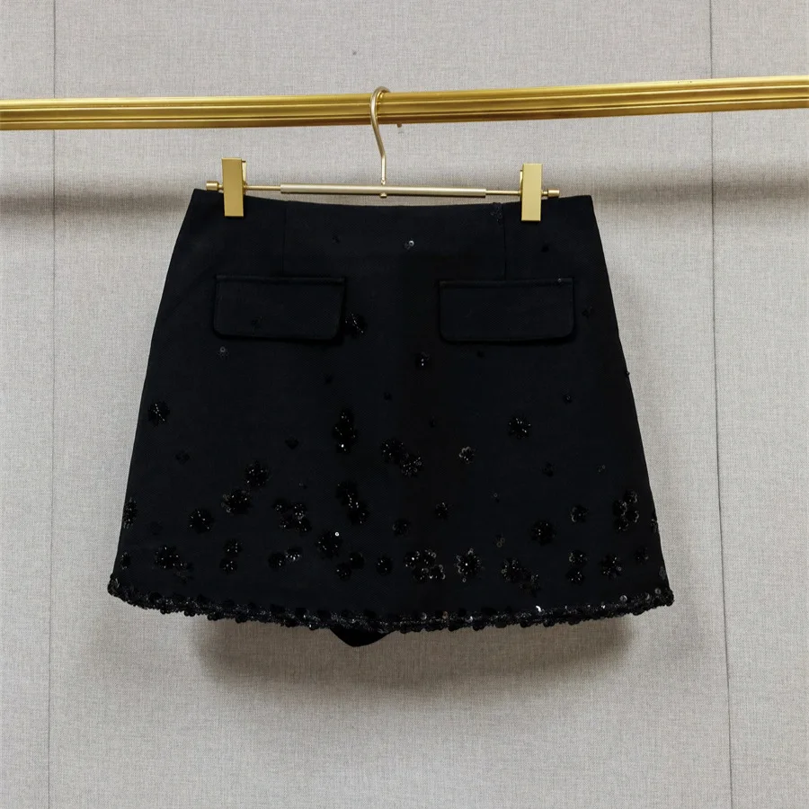 【Gift Free】 Elegant Embroidered Beaded Floral Sequin Collar Short Jacket & Skirt Set 2025 Fall Winter