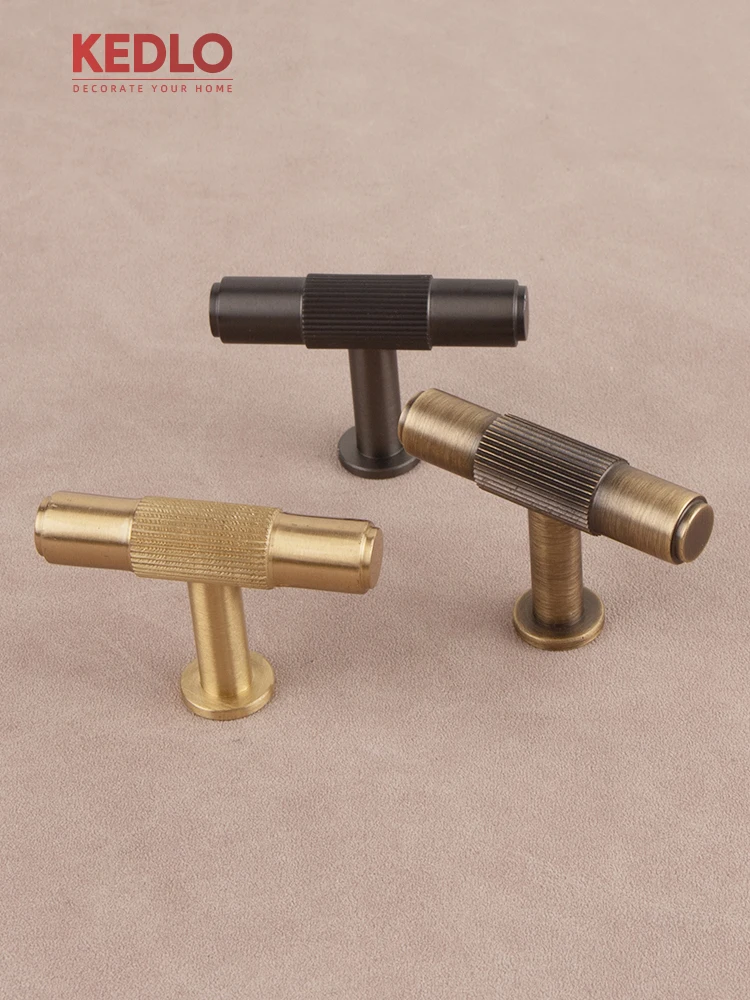 KEDLO Solid brass linear gunmetal 500mm long Pull kitchen cabinet door brushed brass handle drawer antique brass T-handle