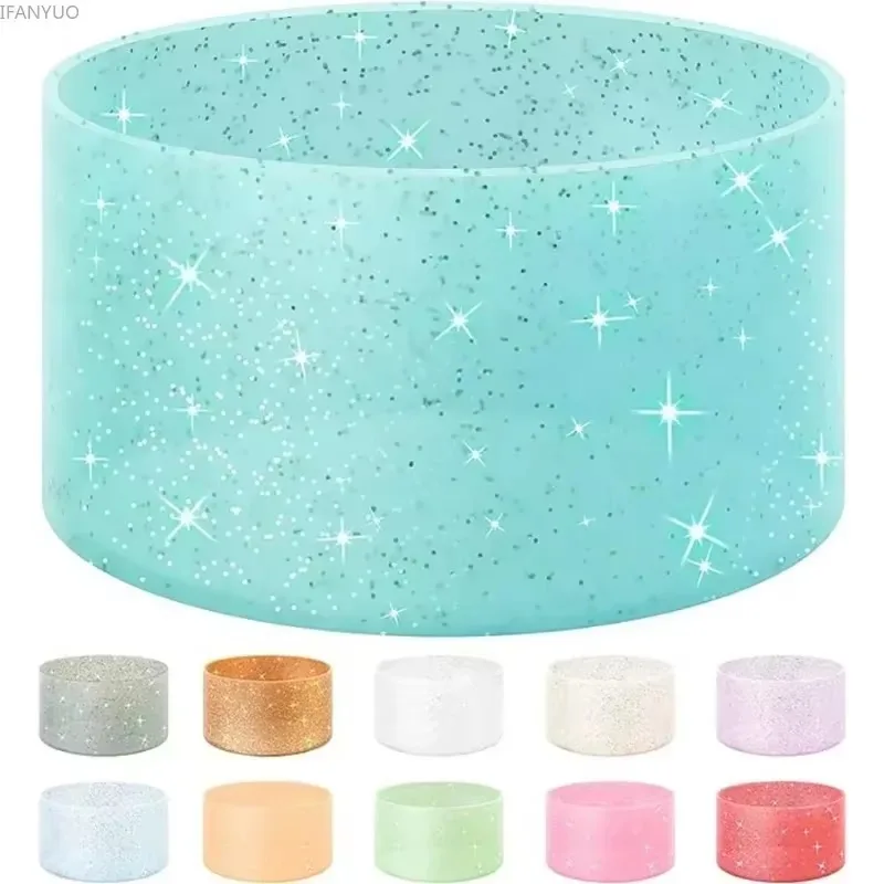 7.5CM Silicone Glitter Bottle Bottom Sleeve Cup Accessories Anti-Slip Water Bottle Pad Heat Insulation Sports Cup Covers Decor