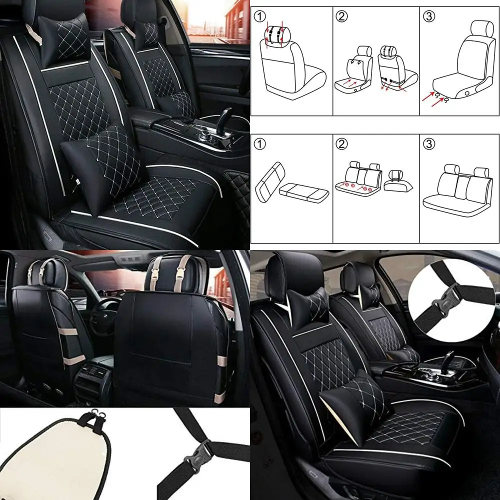 

MAGQOO Универсальный чехол для автомобильного сиденья из искусственной кожи, полный комплект, 5-местные передние и задние подушки, полное сиденье с подушками, подходит для внедорожника, грузовика, Van Year