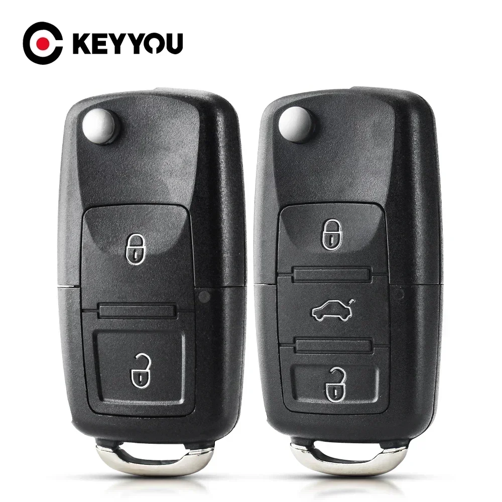 KEYYOU 1PCS NEW For Volkswagen Vw Jetta Golf Passat Beetle Skoda Seat Polo B5 Folding Car Remote Key Folding Key Shell Case