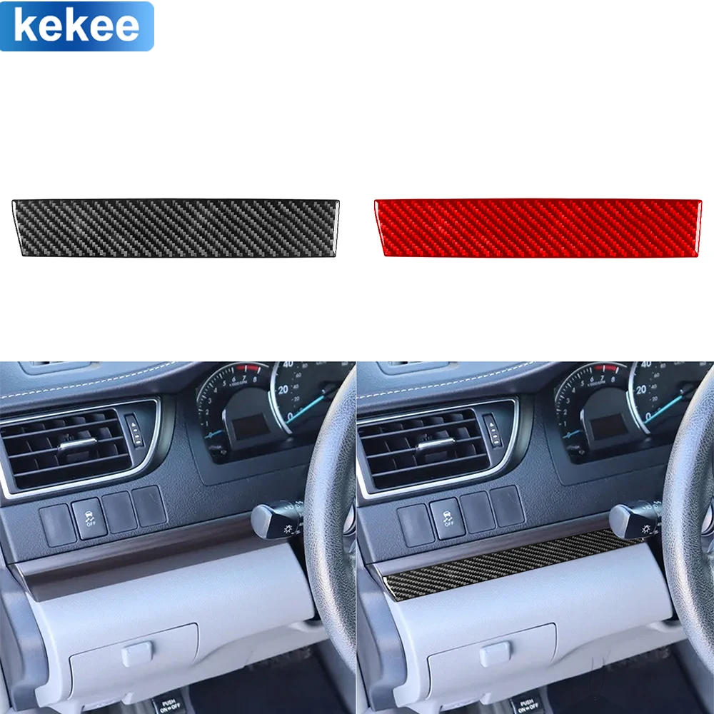 For Toyota Camry 2015 2016 2017 Dear Seat Dashboard Trim Strip Cover Real Carbon Fiber Sticker Car Interior Moulding Accessories