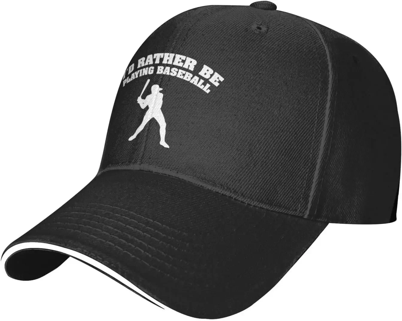 I'd-Rather-Be-Playing-Baseball-Baseball-Cap, Mens Vintage Snapback Hats Trucker Hats Dad Hat Black