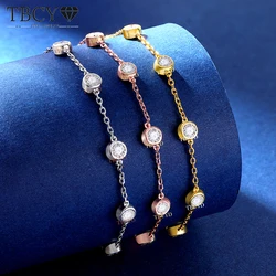 TBCYD 4mm D 컬러 VVS1 리얼 모이사나이트 체인 팔찌 2.4CT 모이사나이트 GRA S925 실버 웨딩 파티 핸드 주얼리 여성용