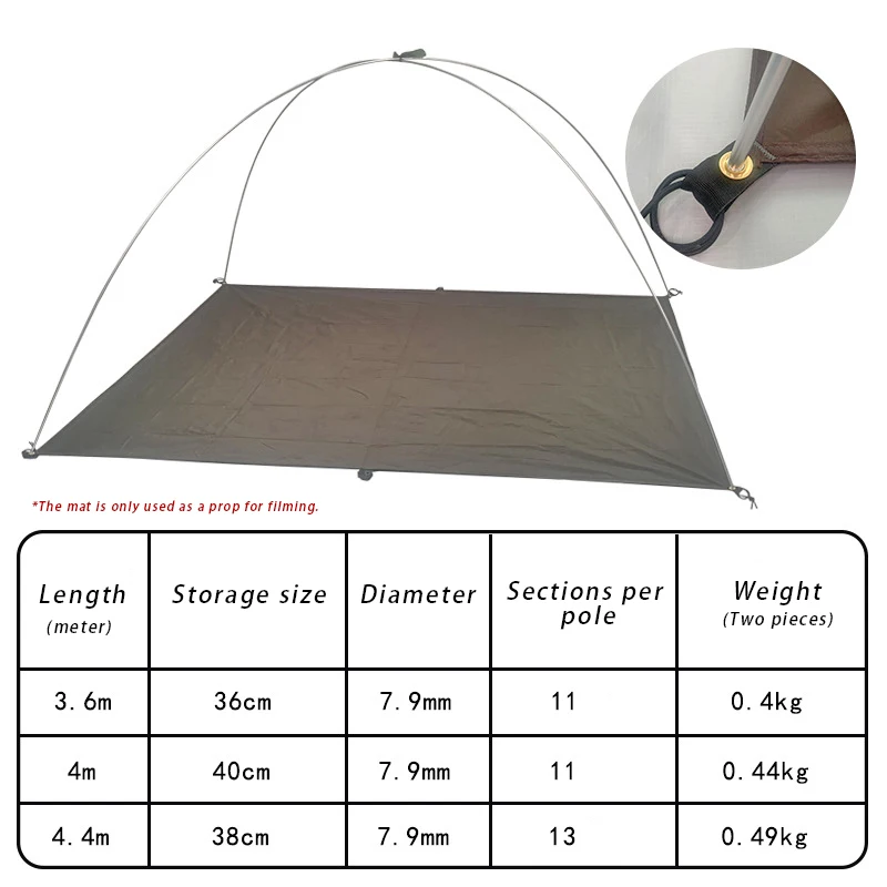 Imagem -05 - Fibra de Vidro Tenda Pólo para Substituição Camping ao ar Livre Fibra de Vidro Frame Repair Acessório mm Alumínio 36 m 4m 44 m