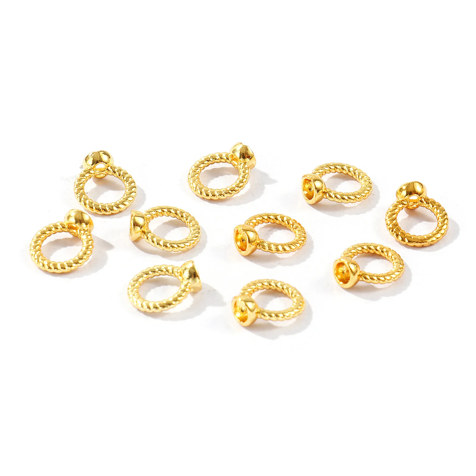 10 Stück Messing-Endkappen für Halsketten, Armbänder, Schmuckherstellung, Großhandel, mehrfarbige Doppelloch-Verbindungsringe, Endkappen, 8 mm x 7 mm – Detail 10