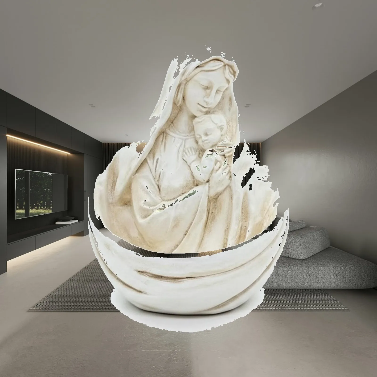 Mother and Child Figurine Resin Parent and Offspring Statue White Parent-Child Relationship Sculpture