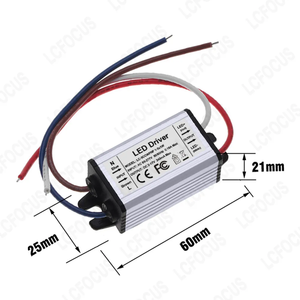 Waterproof IP67 1W 3W 5W LED Driver 120mA 150mA 250mA 300mA 450mA 600mA Power Supply Adapter Aluminum Case Lighting Transformers