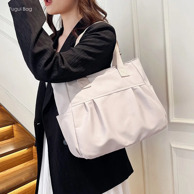 Women's Handbag Underarm Tote Shoulder Bag Versatile Large Capacity Minimalist High-end Fashion Solid Color Canvas Casual