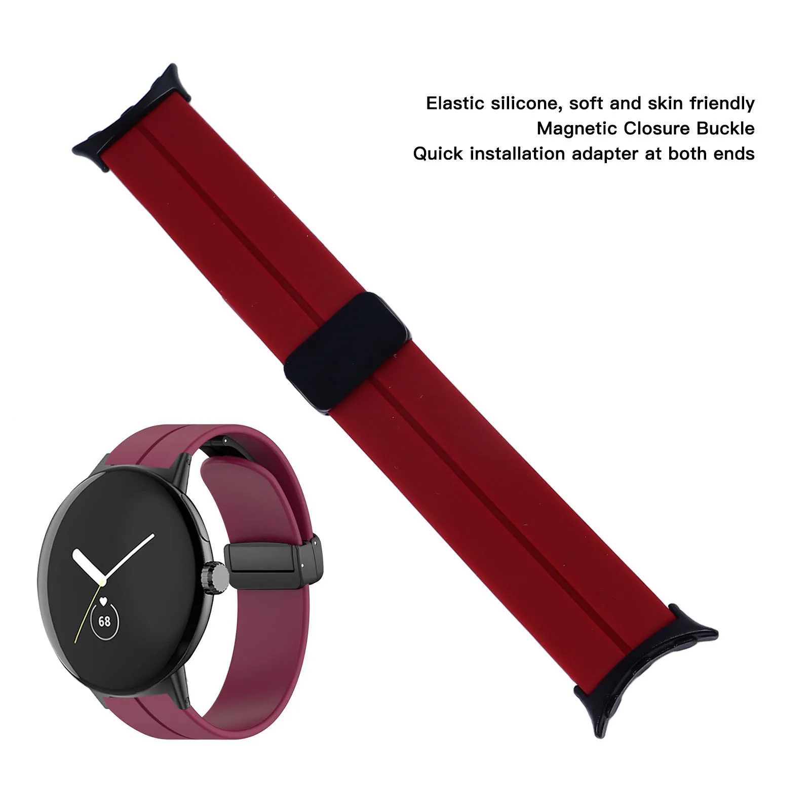 سوار معصم متوافق جيد، جزء بديل من السيليكون المطاطي، ناعم ومسامي للساعات الإلكترونية