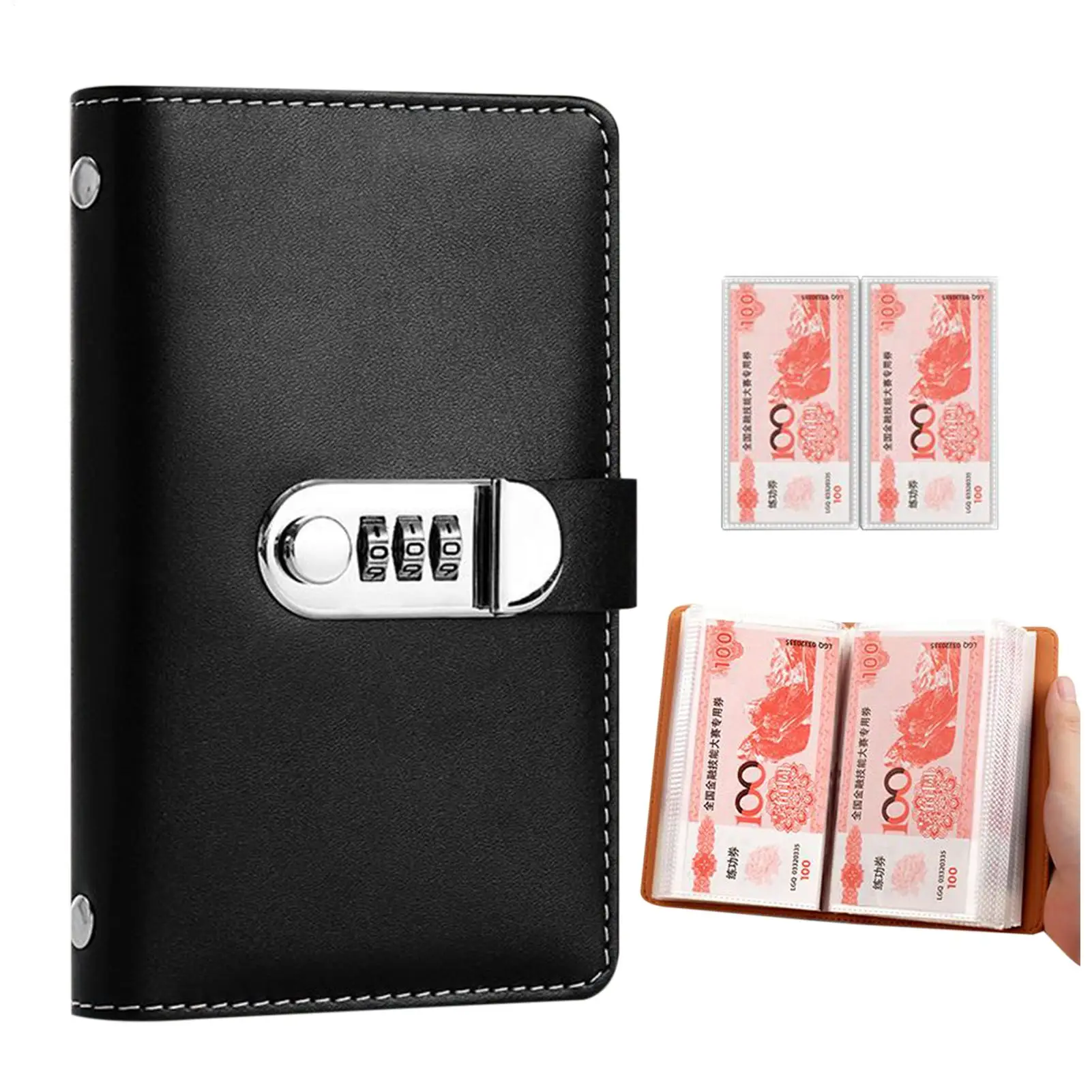 Saving Money Book 100 Envelopes Combination Lock Notebook 3-digit Password Lock Money Book For Budget Financial Cash Saving